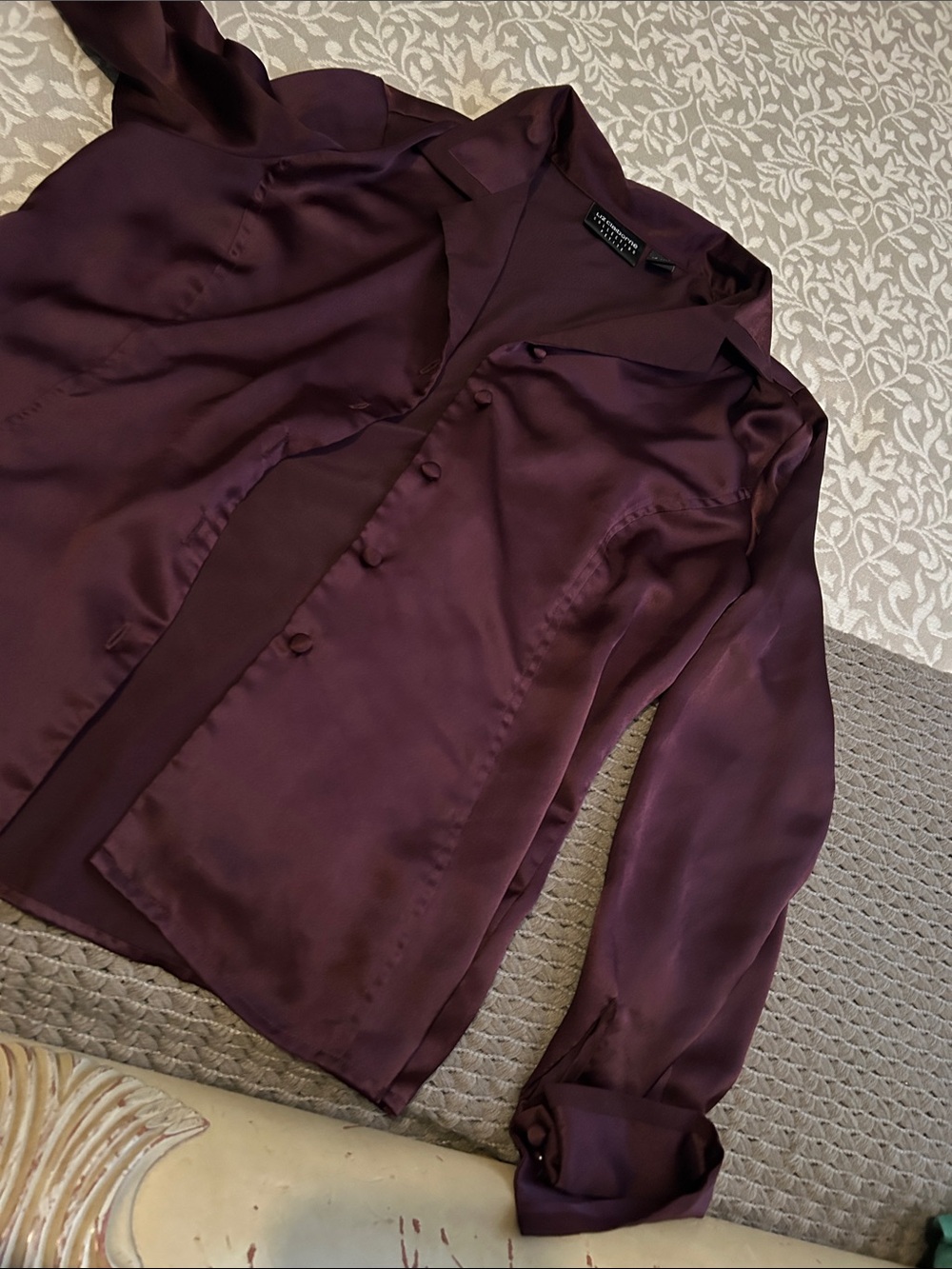 Express Men's Plum Satin Lightweight Shirt Jacket